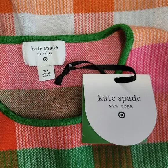 XXL Plaid Mini Sweater Dress kate spade new york Target Red/Pink/Green Blue NWT - Picture 7 of 7